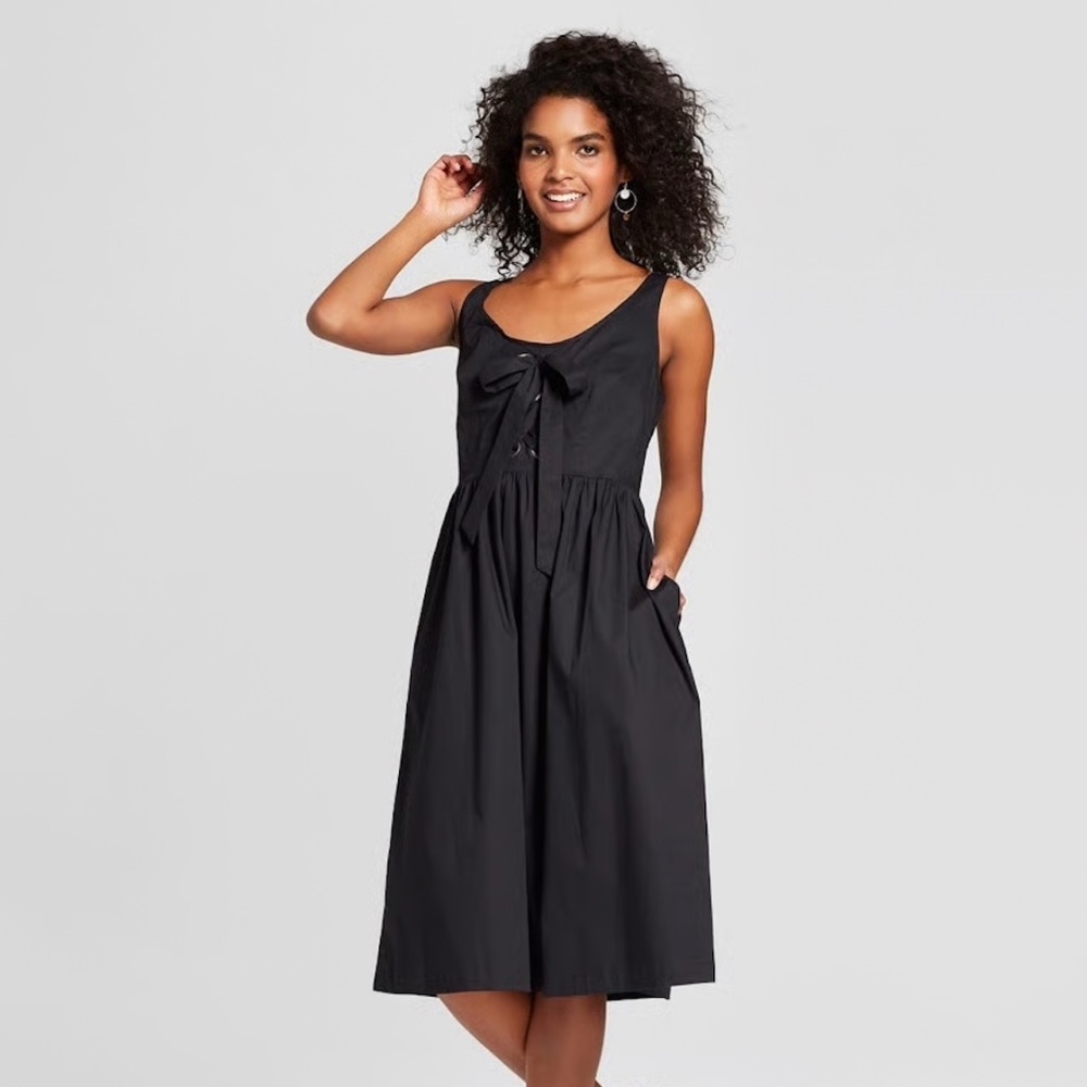 Who What Wear Black Midi Dress